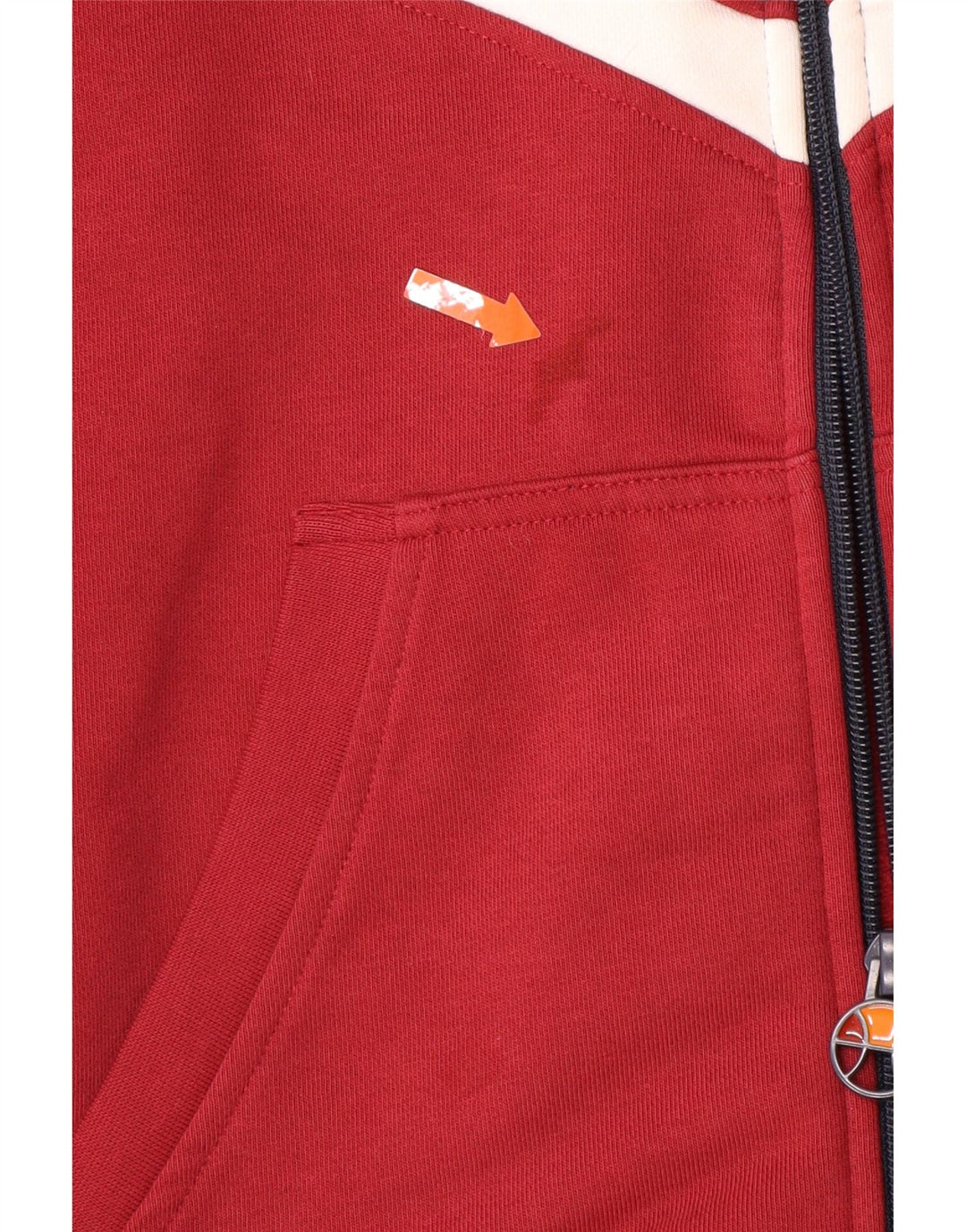 Suéter masculino ELLESSE com capuz e zíper, algodão colorblock vermelho médio