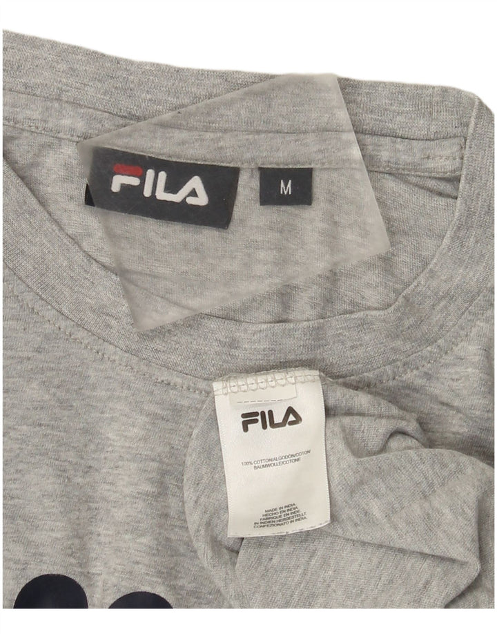 Fila Camiseta masculina gráfica Top algodão manchado cinza médio