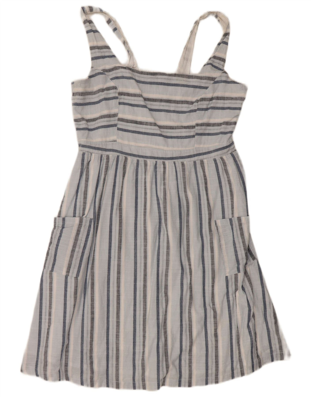 Vestido de verão feminino Fat Face Reino Unido 14 grande algodão listrado azul