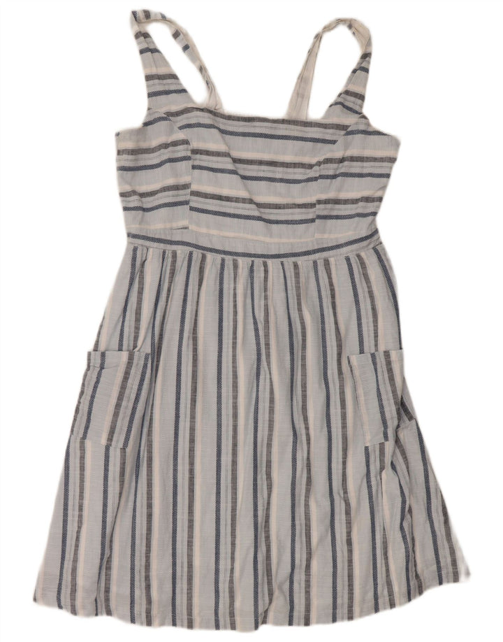Vestido de verão feminino Fat Face Reino Unido 14 grande algodão listrado azul