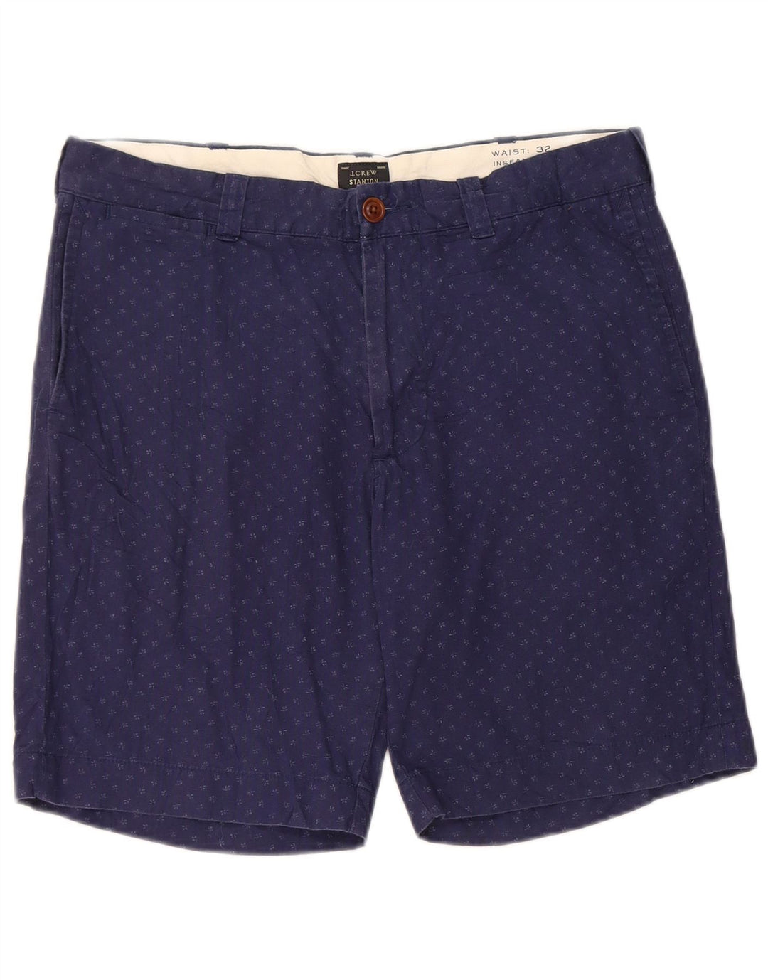 J. CREW Mens Stanton Chino Shorts W32 Algodão manchado azul marinho médio