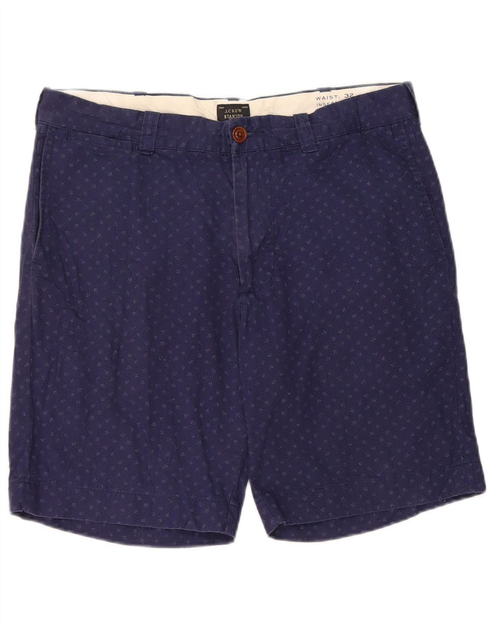 J. CREW Mens Stanton Chino Shorts W32 Algodão manchado azul marinho médio