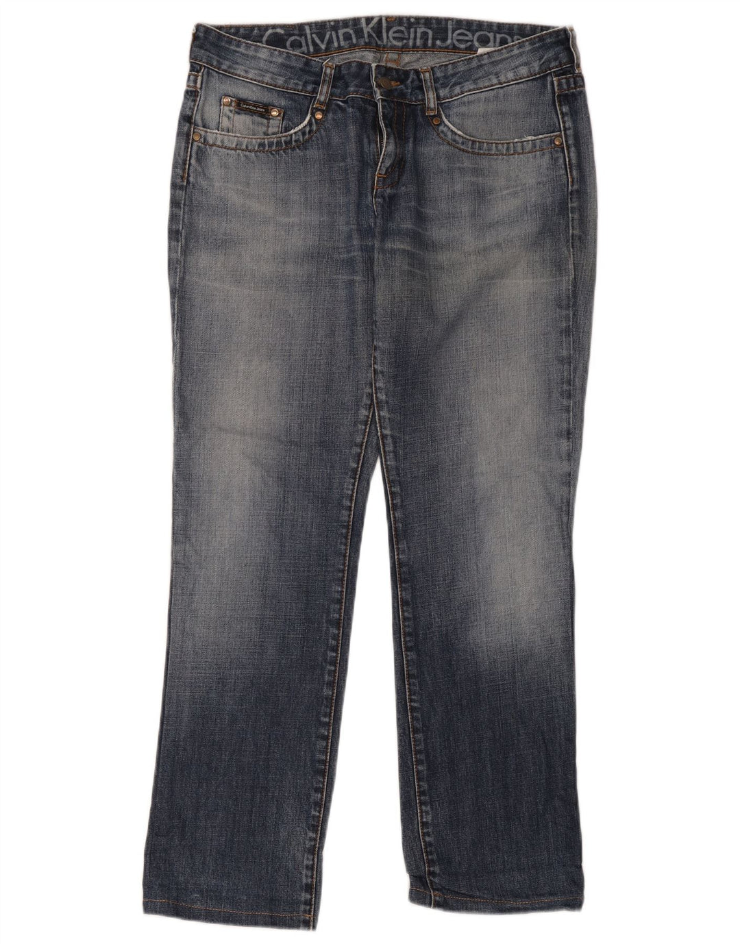 Calça jeans reta masculina Calvin Klein W31 L34 azul algodão