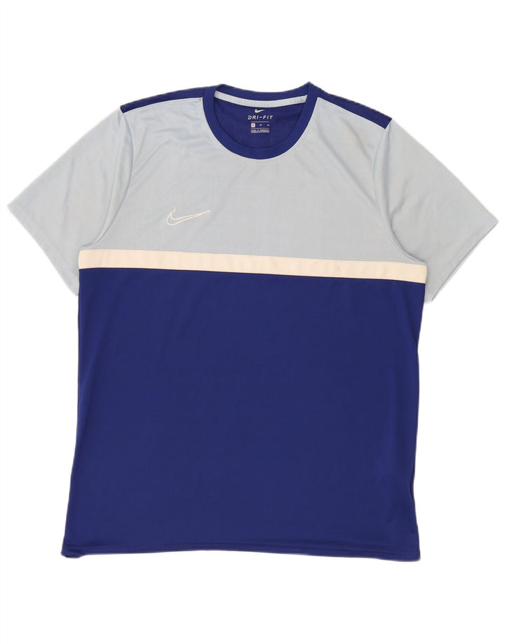 Camiseta masculina Nike Dri Fit Top XL azul colorblock poliéster