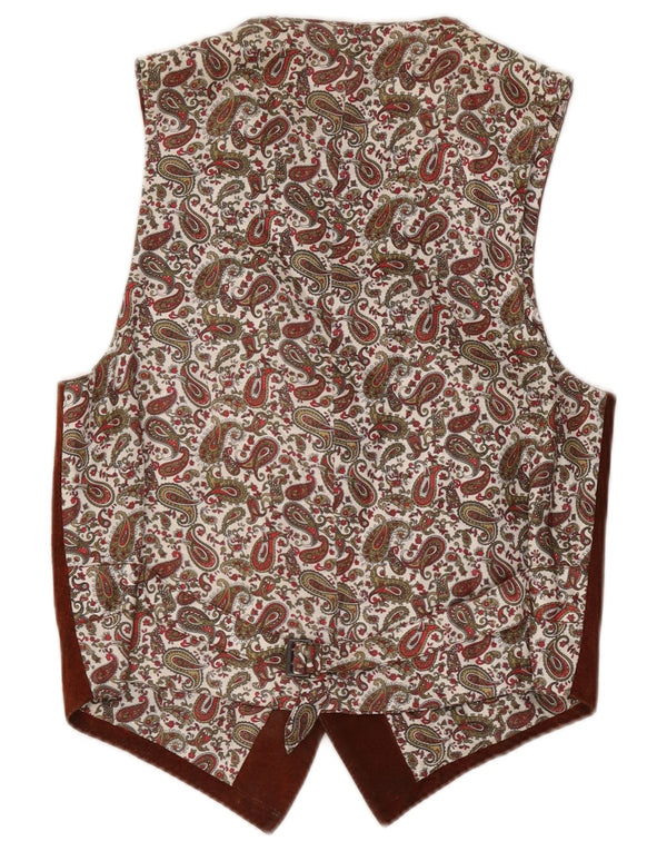 Colete de couro masculino vintage XS marrom Paisley
