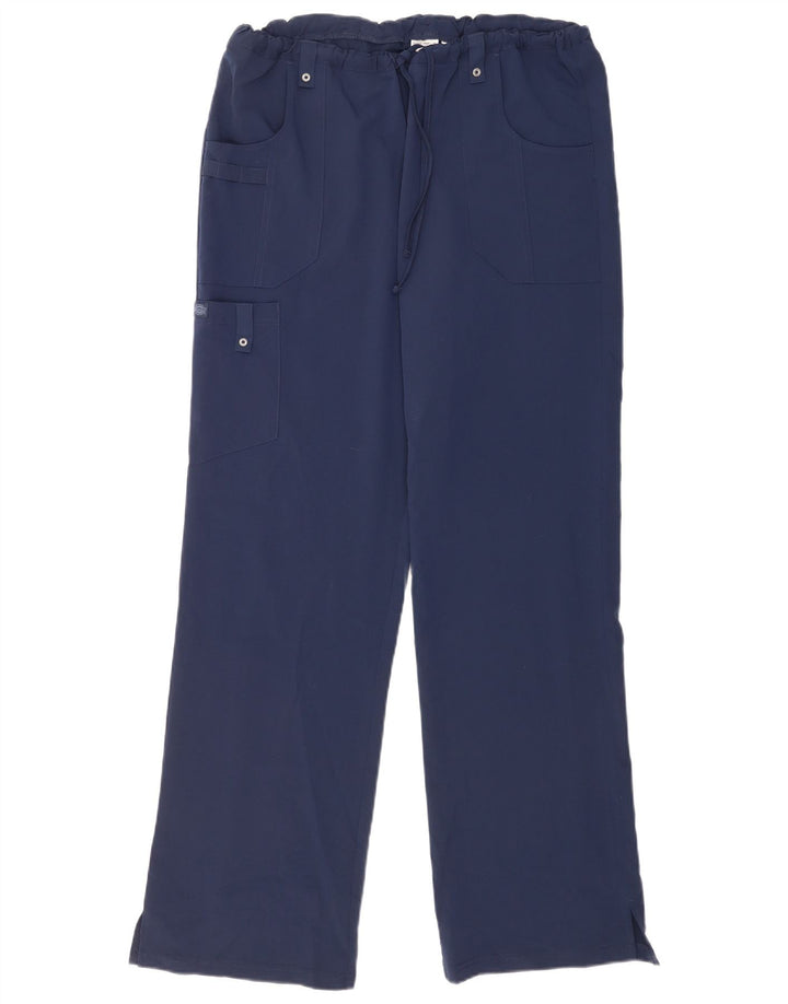 Calças cargo retas femininas Dickies grandes W34 L33 poliéster azul marinho