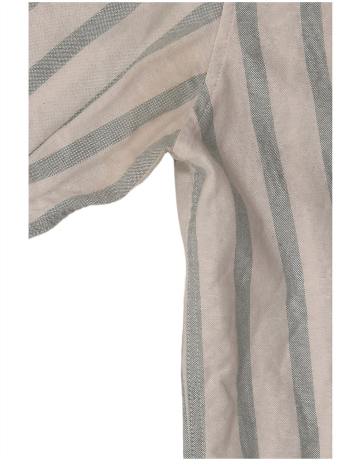 Camisa masculina Tommy Hilfiger Regular Fit média listrada branca de algodão