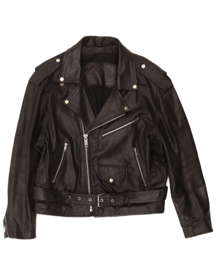 Jaqueta feminina vintage de couro para motociclista UK 16 grande preta