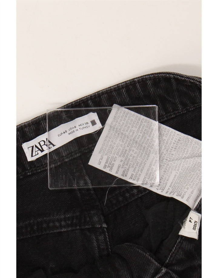 Zara Jeans feminino de perna larga EU 40 médio W30 L31 preto