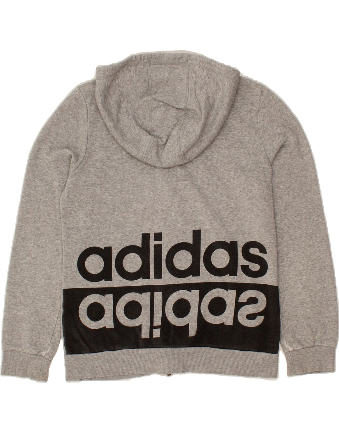 ADIDAS Womens Graphic Zip Hoodie Sweater UK 12 Medium Grey Colourblock Vintage Adidas and Second-Hand Adidas from Messina Hembry 
