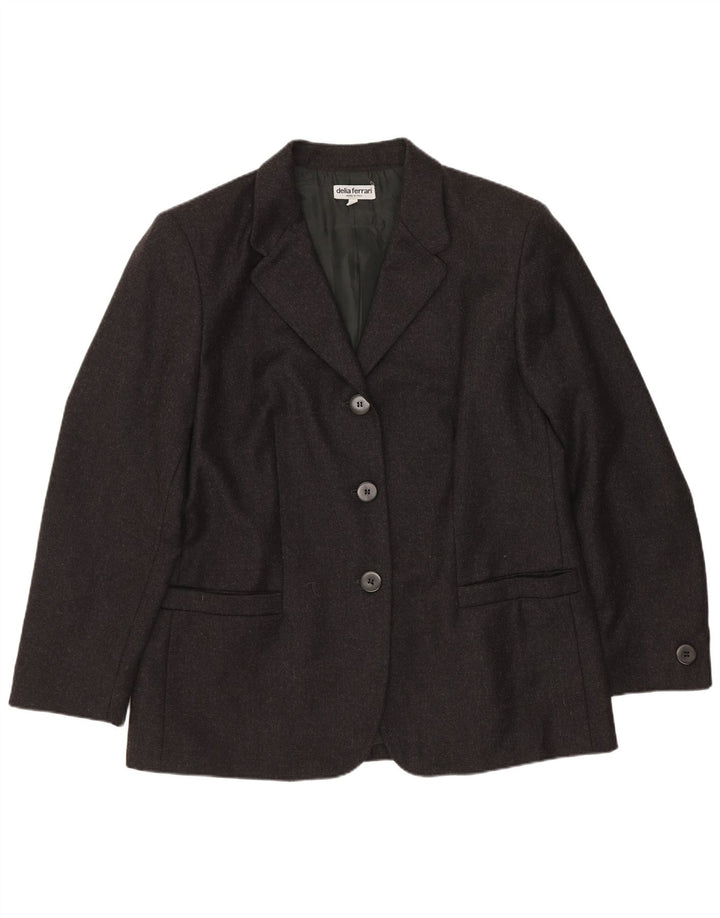 Jaqueta blazer feminina de 3 botões Delia Ferrari IT 45 lã virgem preta média