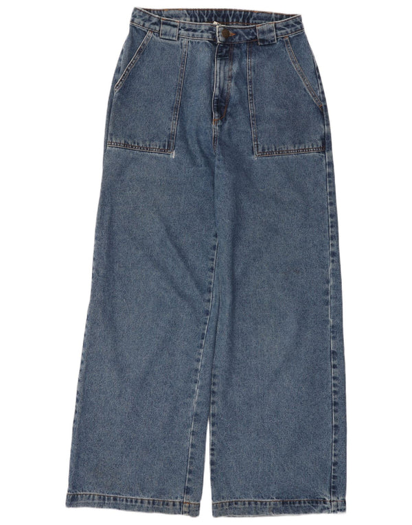 Calça jeans feminina Lucy & Yak cintura alta com perna larga W30 L31 algodão azul