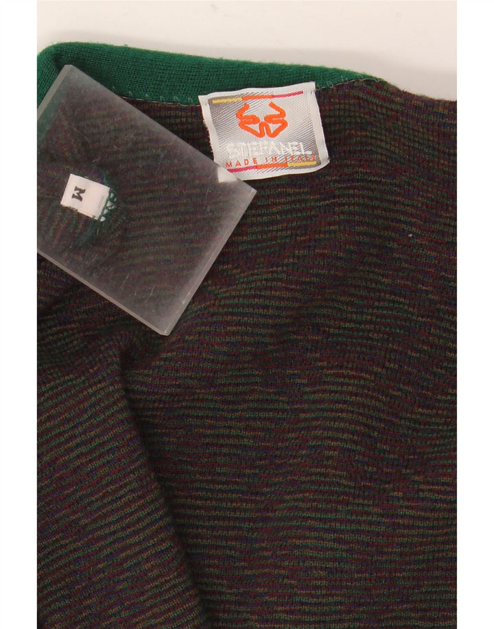 Suéter cardigã masculino Stefanel médio azul marinho Fair Isle