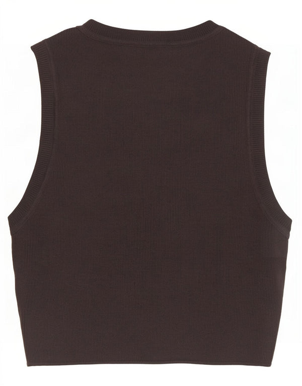 Top colete feminino Zara UK 12 viscose cinza médio