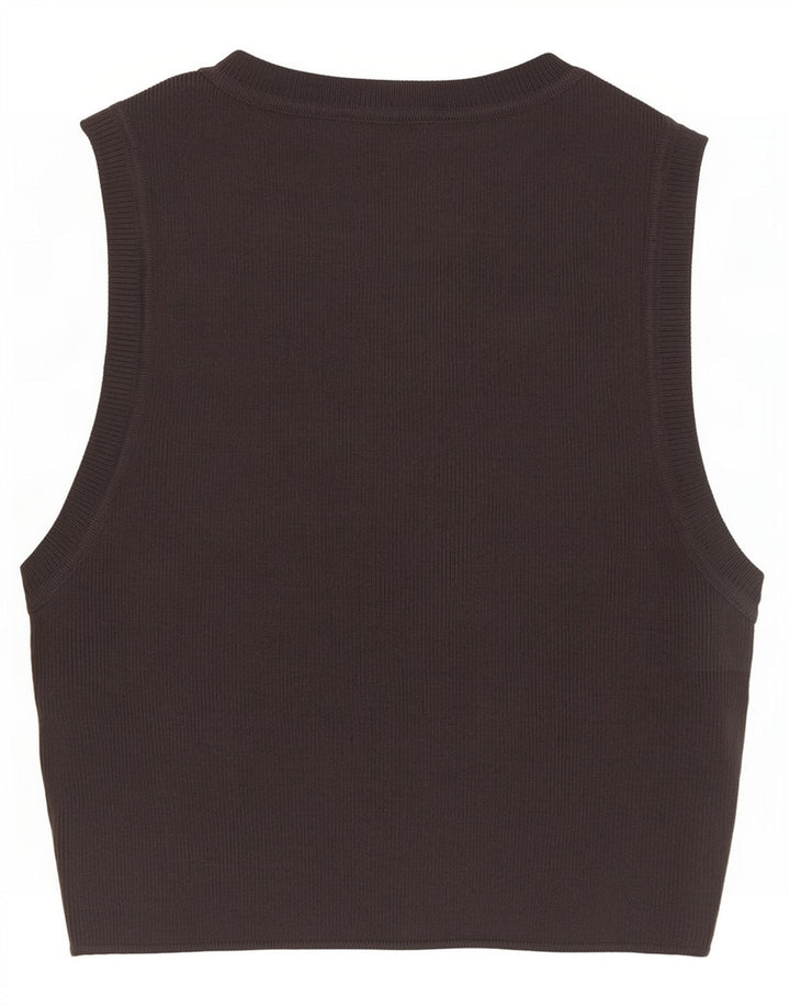 Top colete feminino Zara UK 12 viscose cinza médio