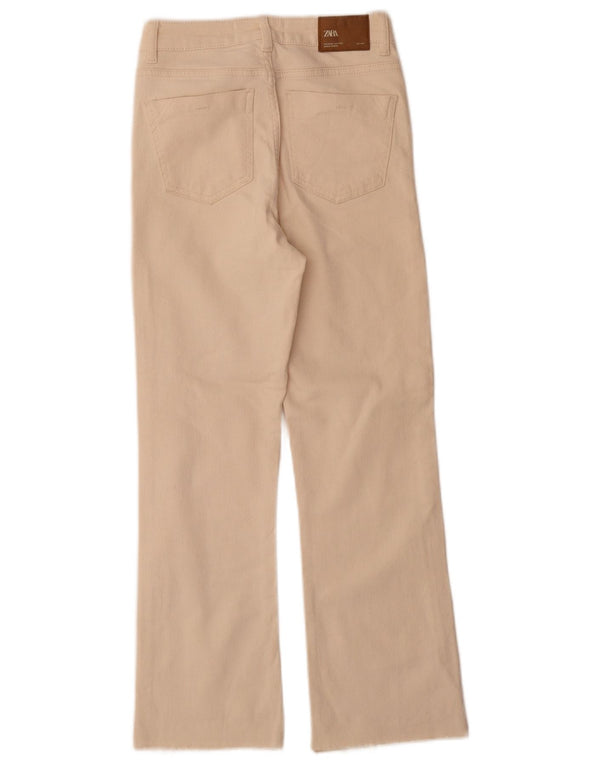 Calça jeans feminina Zara Bootcut EU 34 2XS W24 L28 algodão branco
