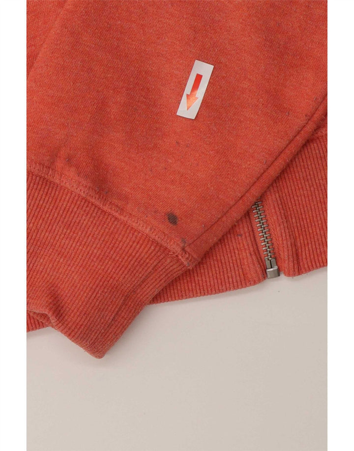 Suéter feminino Superdry com capuz e zíper grande UK 12 algodão laranja médio