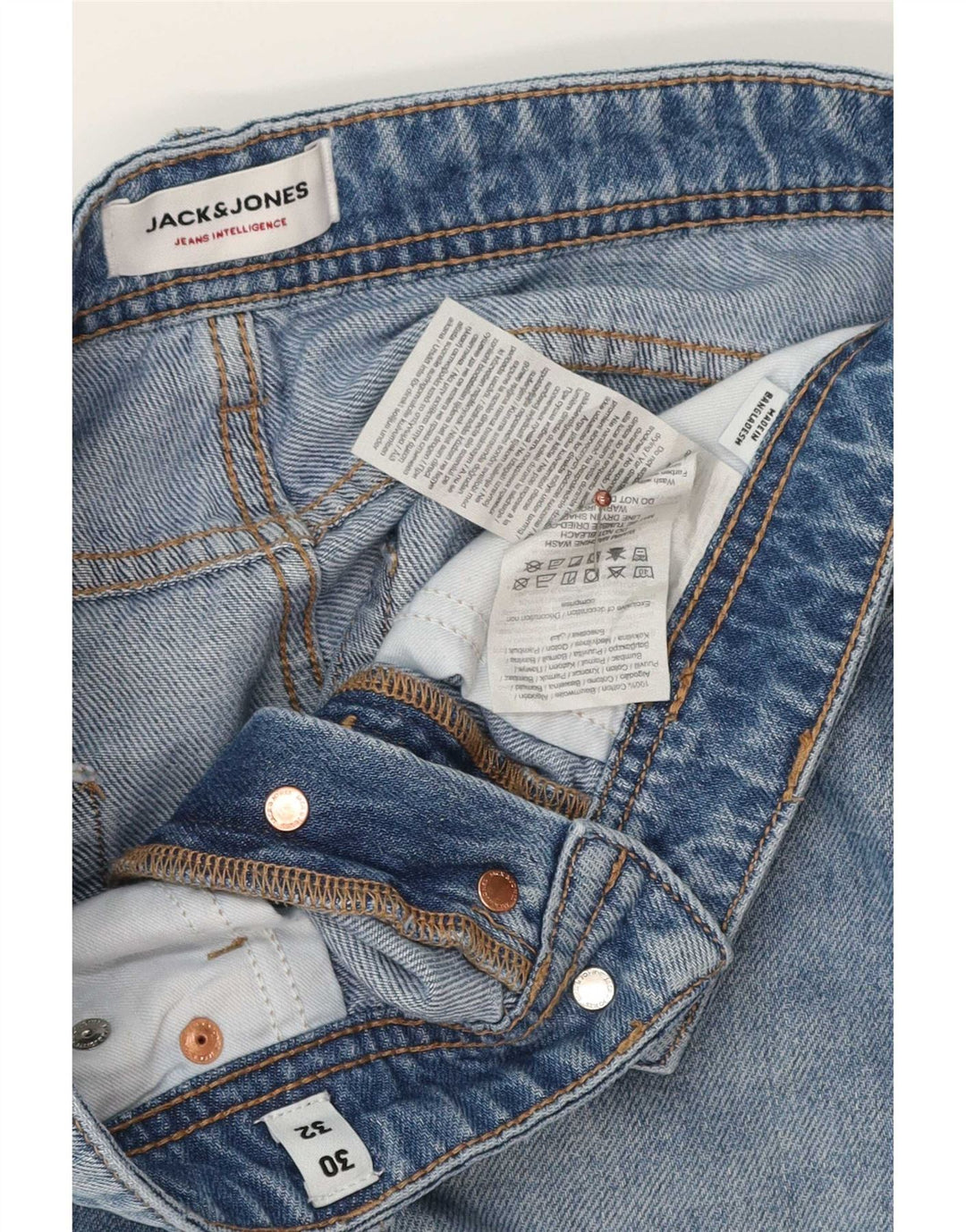 Jack & Jones Masculino Chris Straight Jeans W30 L32 Azul Algodão