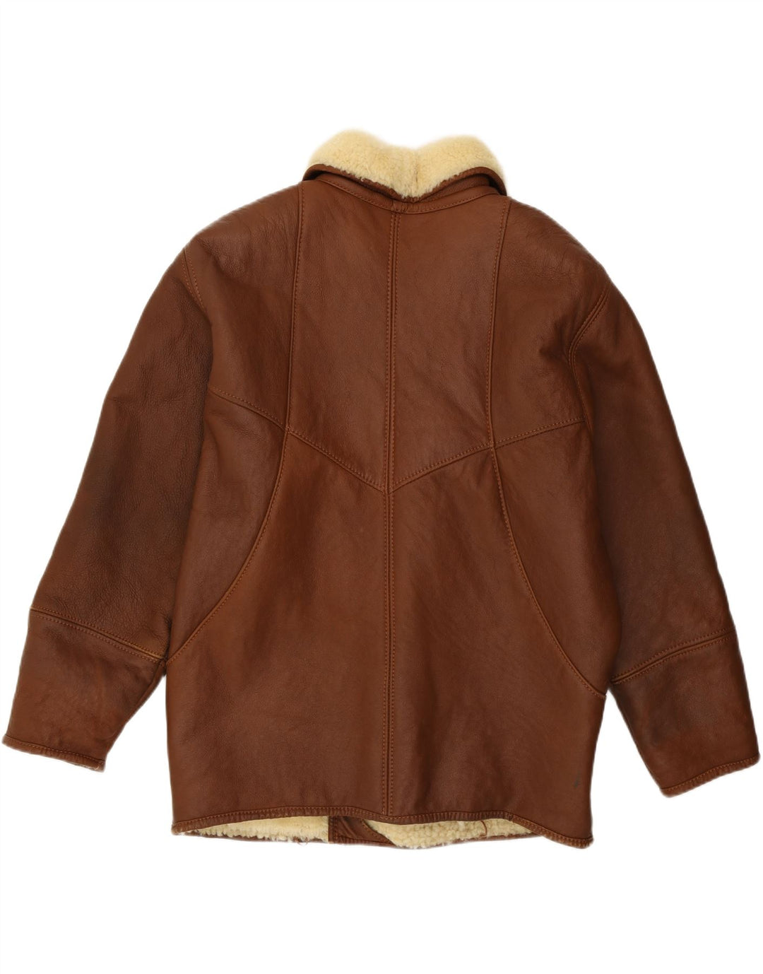 Jaqueta masculina vintage de corte solto IT 46 couro marrom pequeno