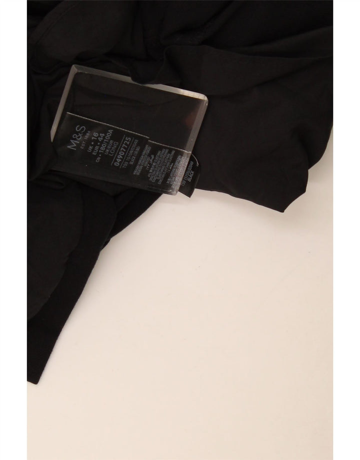 Vestido feminino Marks & Spencer manga 3/4 com bainha UK 16 grande poliéster preto