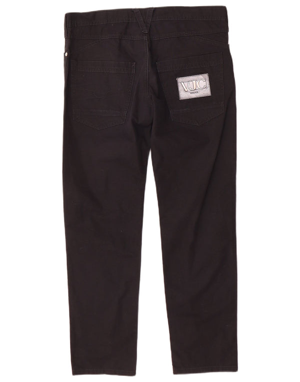 Versace Calça masculina reta casual W32 L27 algodão preto
