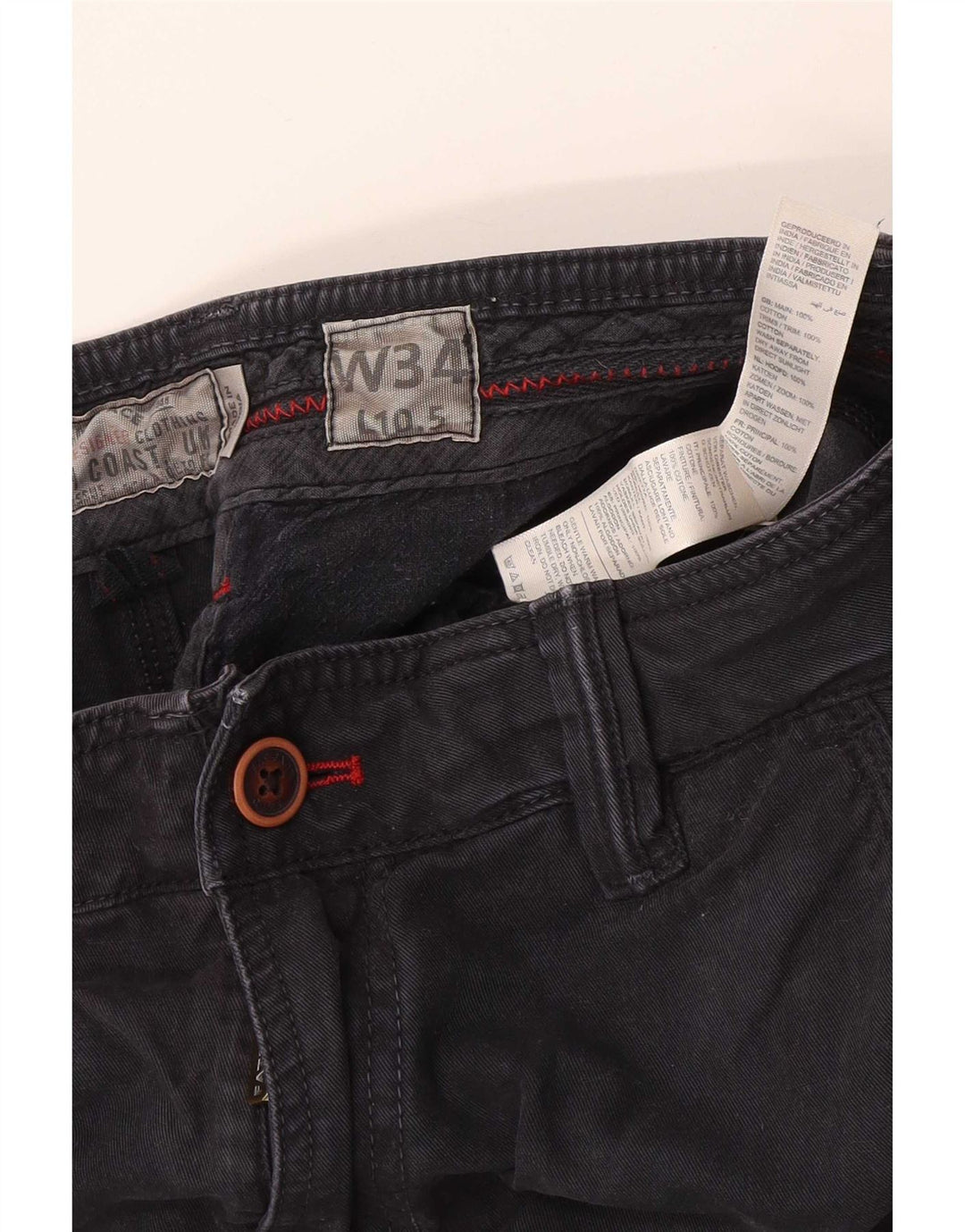 Shorts Chino Masculino Fat Face W34 Grande Algodão Preto