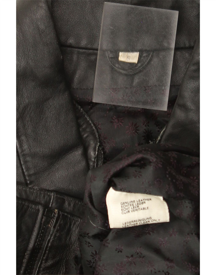 Jaqueta de couro masculina vintage de ajuste solto Reino Unido 36 couro preto pequeno