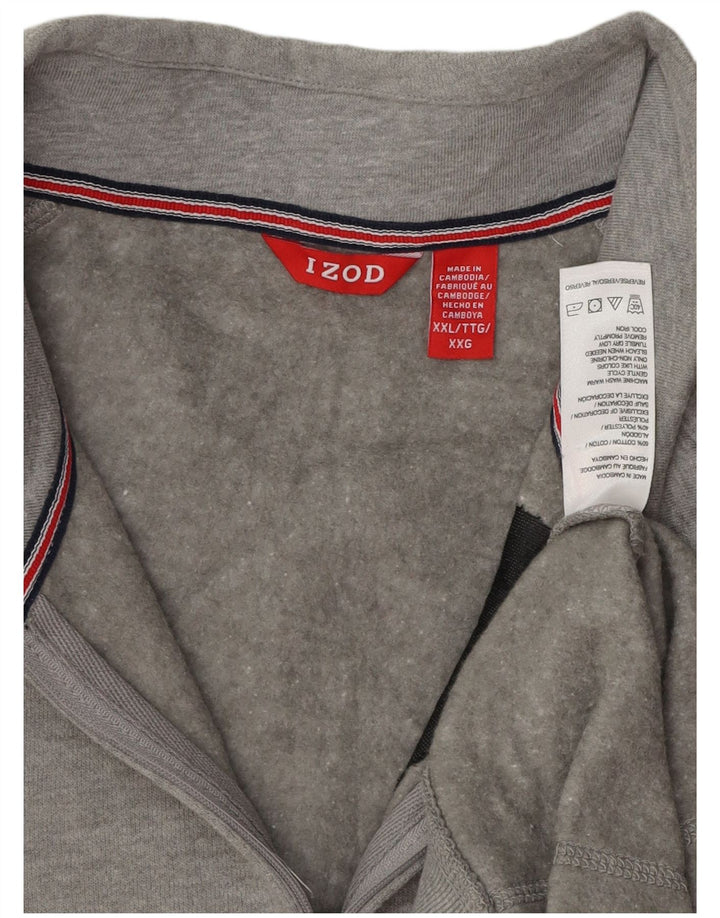 IZOD moletom masculino com zíper e gola 2XL algodão cinza
