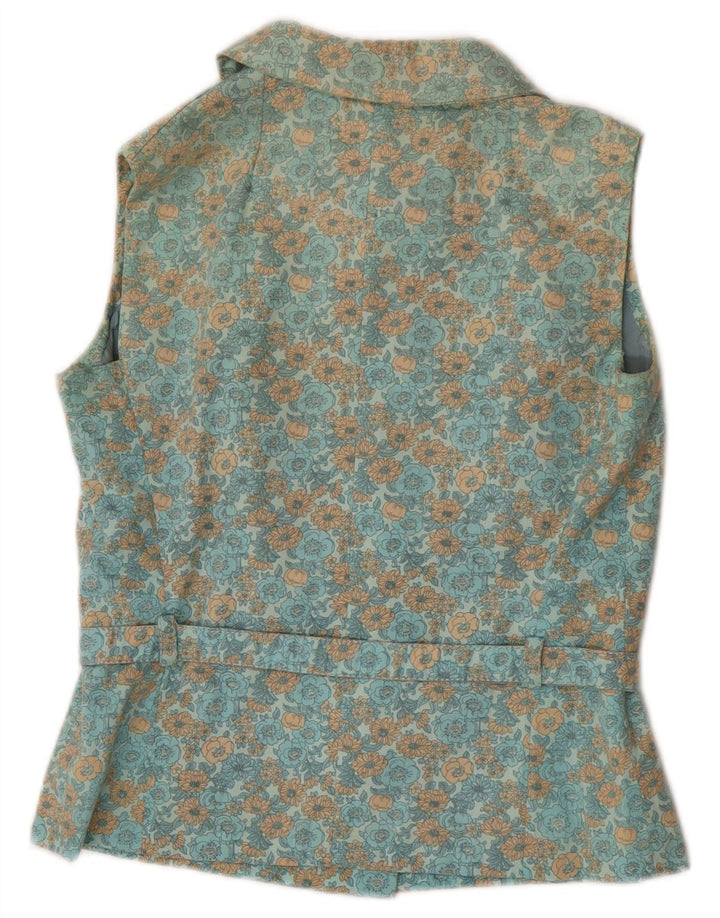 Colete feminino vintage UK 12 verde médio floral