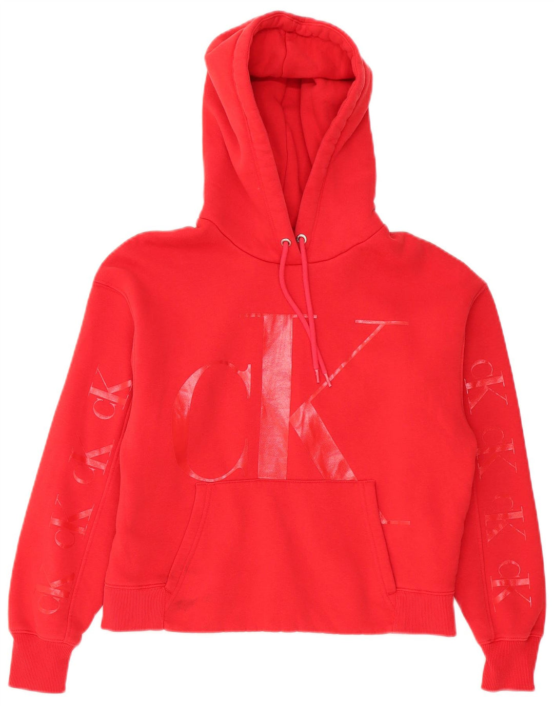 CALVIN KLEIN JEANS Suéter feminino com capuz e corte oversized Reino Unido 10 pequeno vermelho