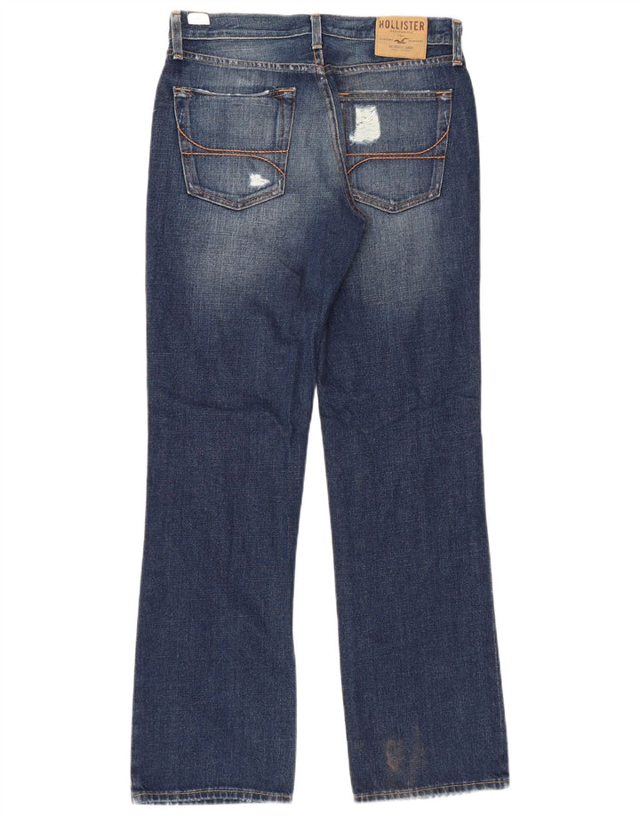 Hollister masculino desgastado bootcut jeans W32 L32 azul algodão