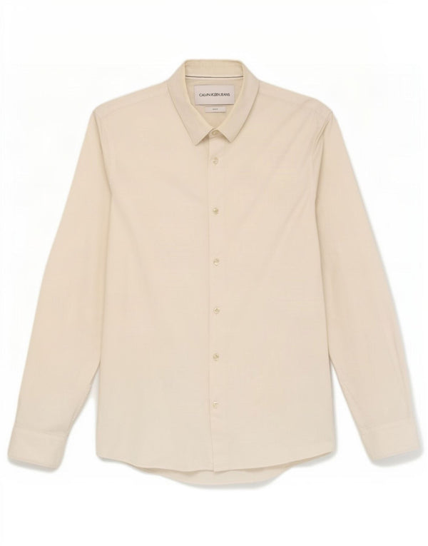 Camisa Calvin Klein Jeans Masculina Slim Fit Grande Algodão Branco