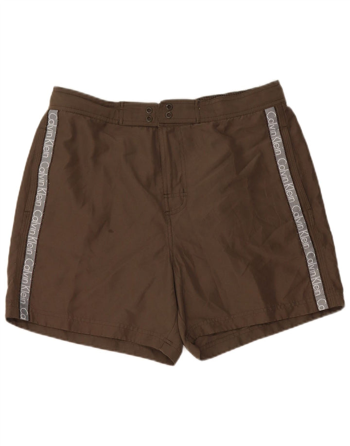 CALVIN KLEIN Calção de banho masculino gráfico grande poliéster cáqui