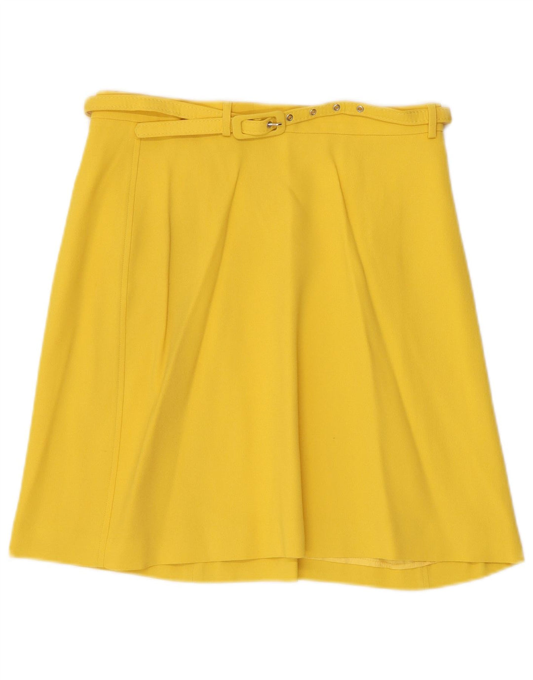 Saia feminina Germano Zama evasê médio W28 acetato amarelo