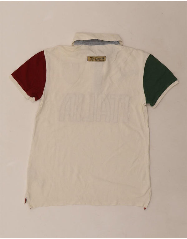Camisa polo masculina Puma Italia Graphic Rugby pequena branca de algodão