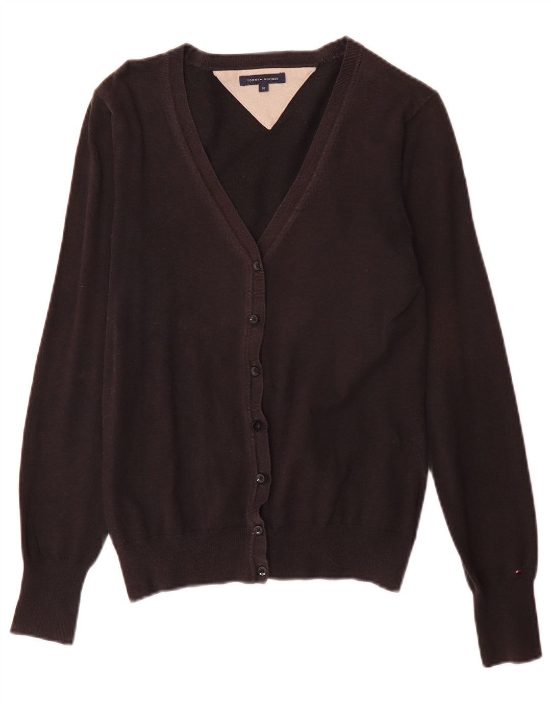 Suéter cardigã feminino Tommy Hilfiger médio preto algodão clássico