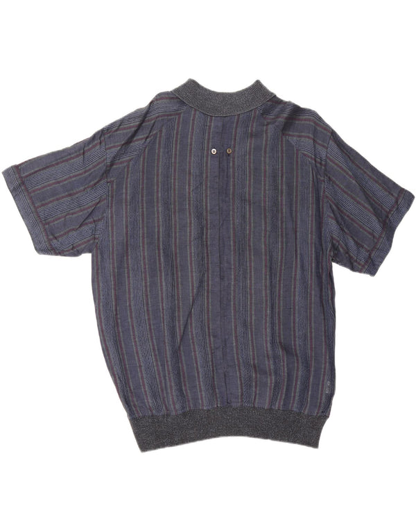 Pulôver masculino vintage de manga curta IT 50 listrado azul marinho médio