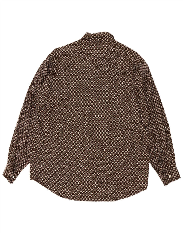 Camisa masculina Kantaros média marrom geométrica