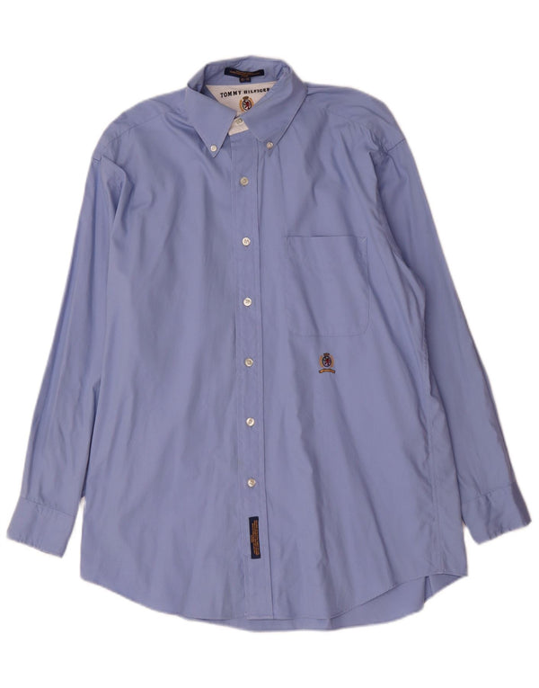 Camisa masculina Tommy Hilfiger tamanho 15 algodão azul médio