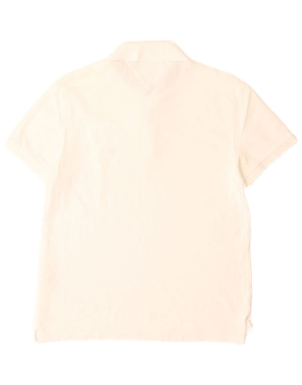 Tommy Hilfiger Mens Regular Fit Polo Shirt Small White Cotton