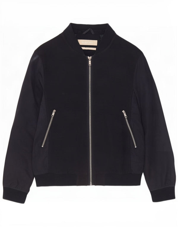 Jaqueta bomber masculina Zara UK 40 grande bloco colorido azul marinho