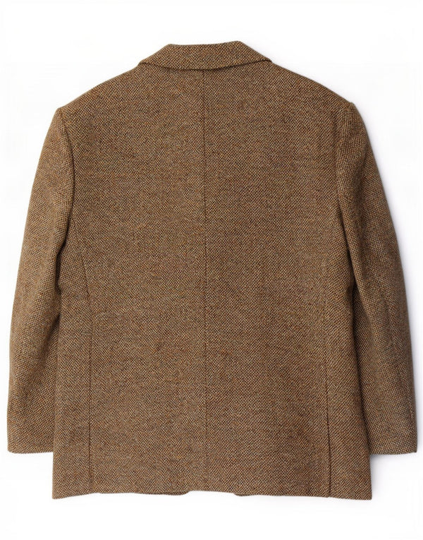 Jaqueta blazer masculina de 2 botões Harris Tweed IT 46 3XL marrom manchada
