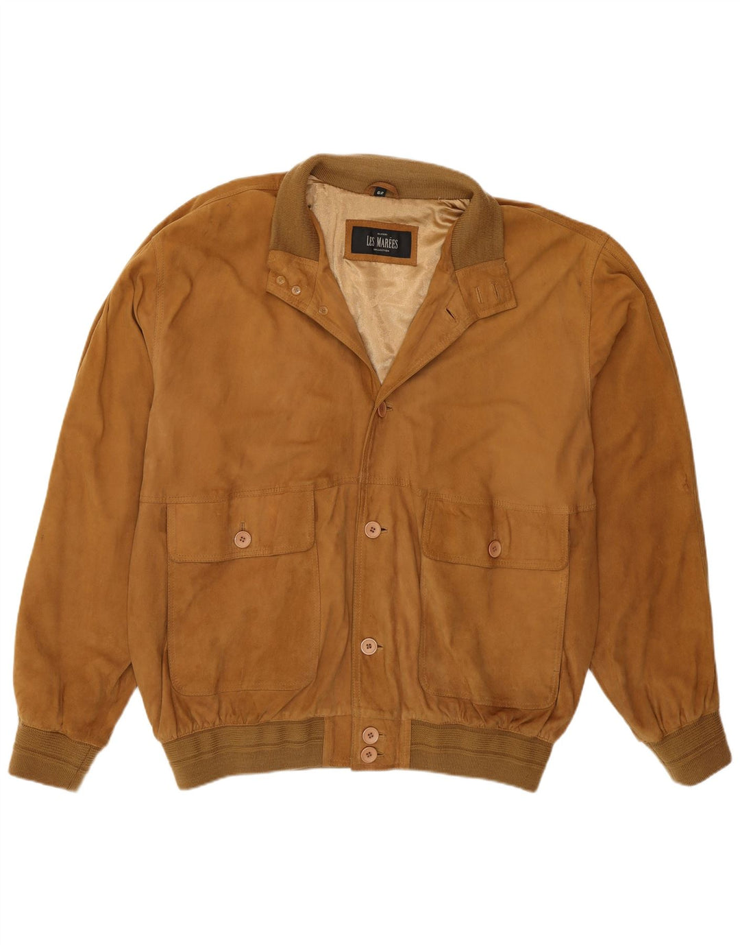 Jaqueta bomber masculina Olivieri Les Marees camurça IT 62 6XL couro marrom