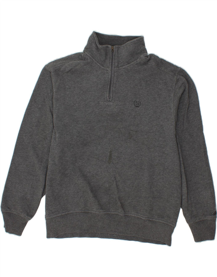 IZOD Mens Zip Neck Sweatshirt Jumper Medium Grey Cotton Vintage Izod and Second-Hand Izod from Messina Hembry 