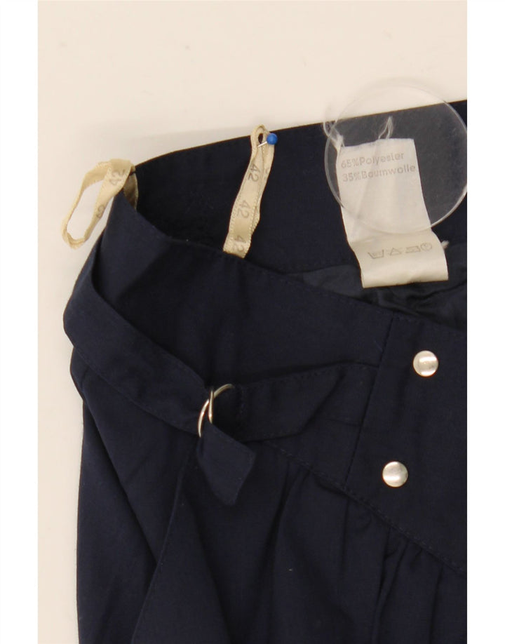 Saia vintage feminina linha A IT 42 médio W29 azul marinho poliéster
