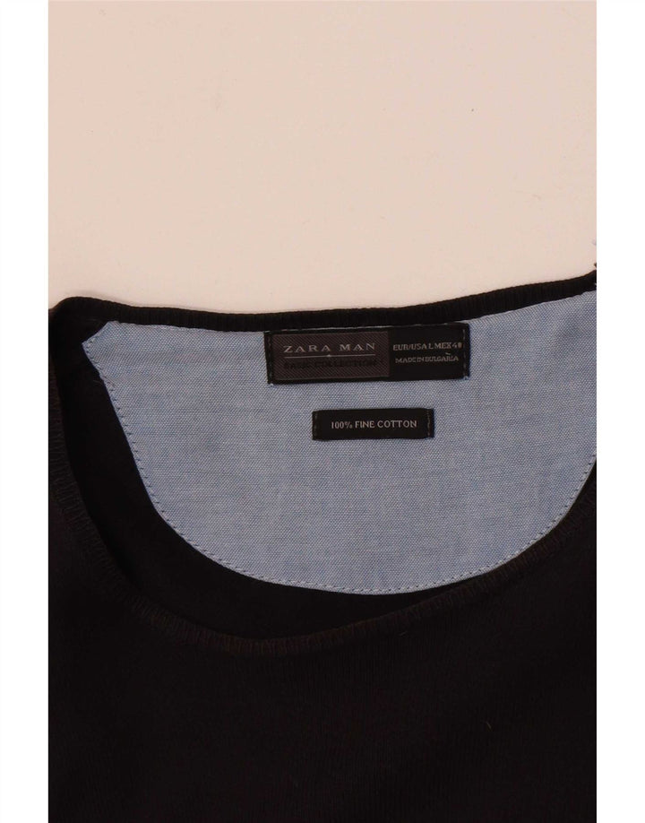 Suéter masculino Zara Regular Fit com gola redonda grande marrom