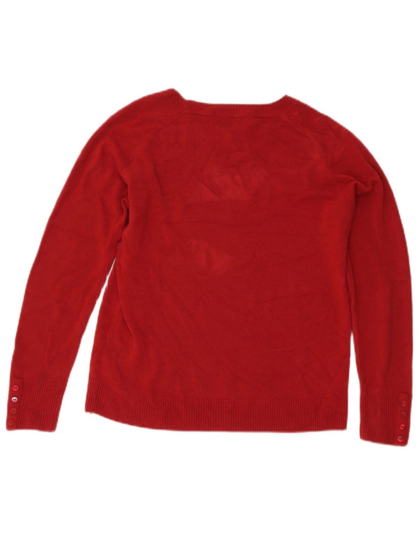 Suéter feminino Marks & Spencer com gola canoa Reino Unido 14 acrílico vermelho médio