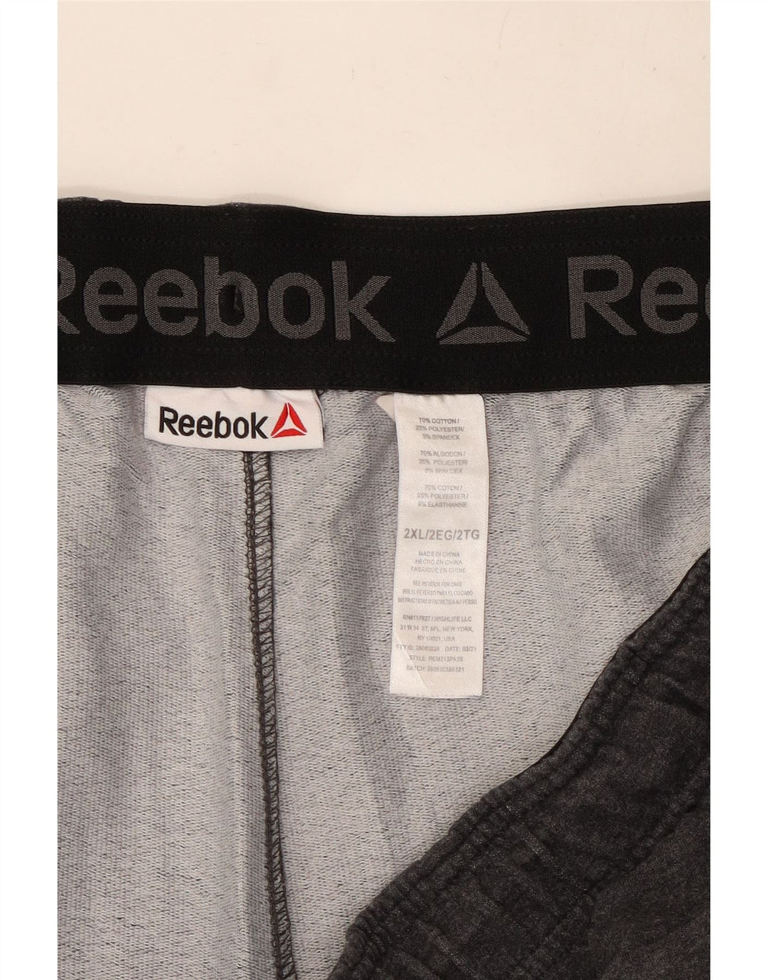 Calça de treino masculina Reebok Graphic Joggers 2XL algodão cinza