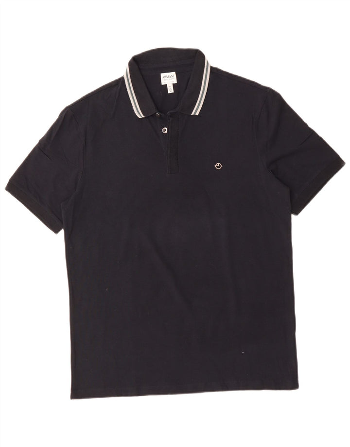 Camisa polo masculina ARMANI COLLEZIONI azul marinho médio