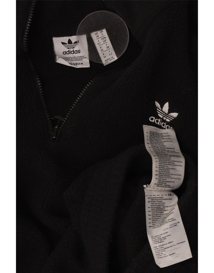 Suéter de lã superdimensionado com zíper e gola Adidas feminino Reino Unido 10 pequeno poliéster preto